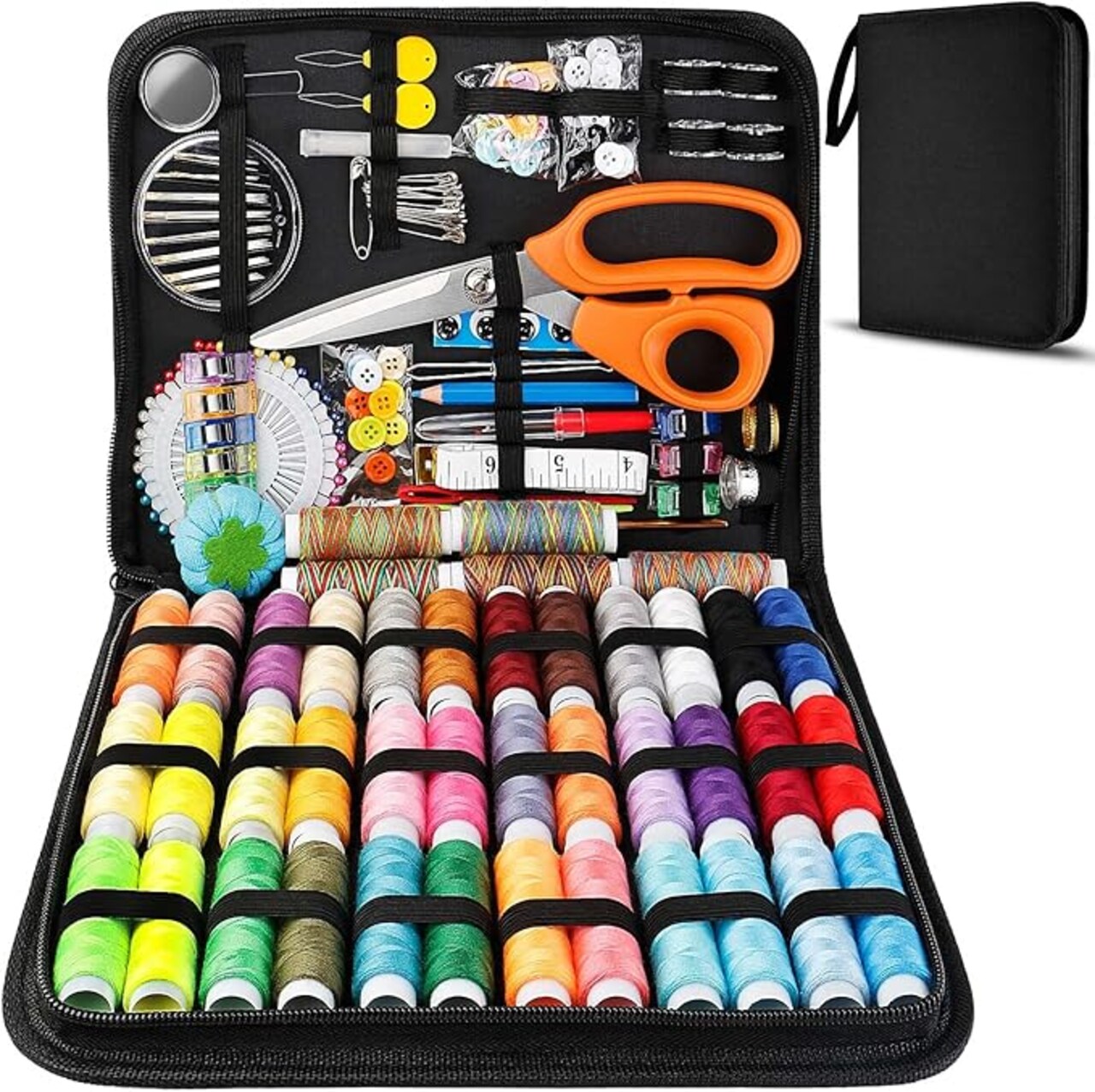 Large Sewing Kit, 200 Premium Sewing Supplies, 41 XL Thread Spools, Suitable for Traveller, Adults, Kids, Beginner, Emerg 10.43 x 8.54 x 1.85 inchesency, DIY and Home